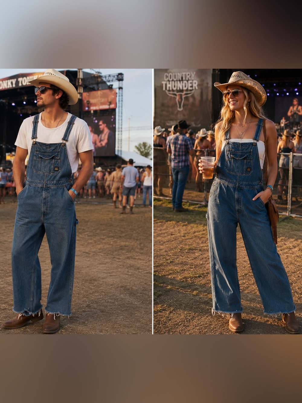 Berne Classic Blue Denim Overalls  Scissor cropped country concert festival